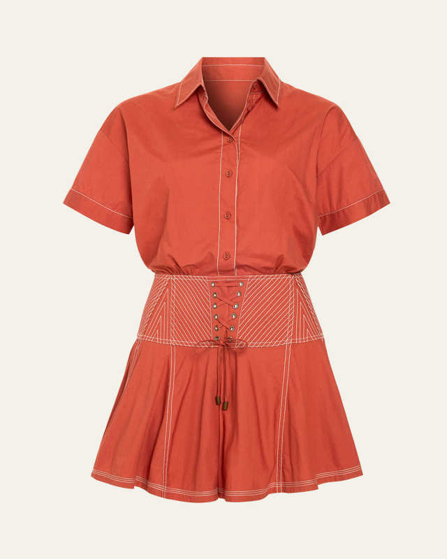 Georgia Lace-Up Mini Shirtdress